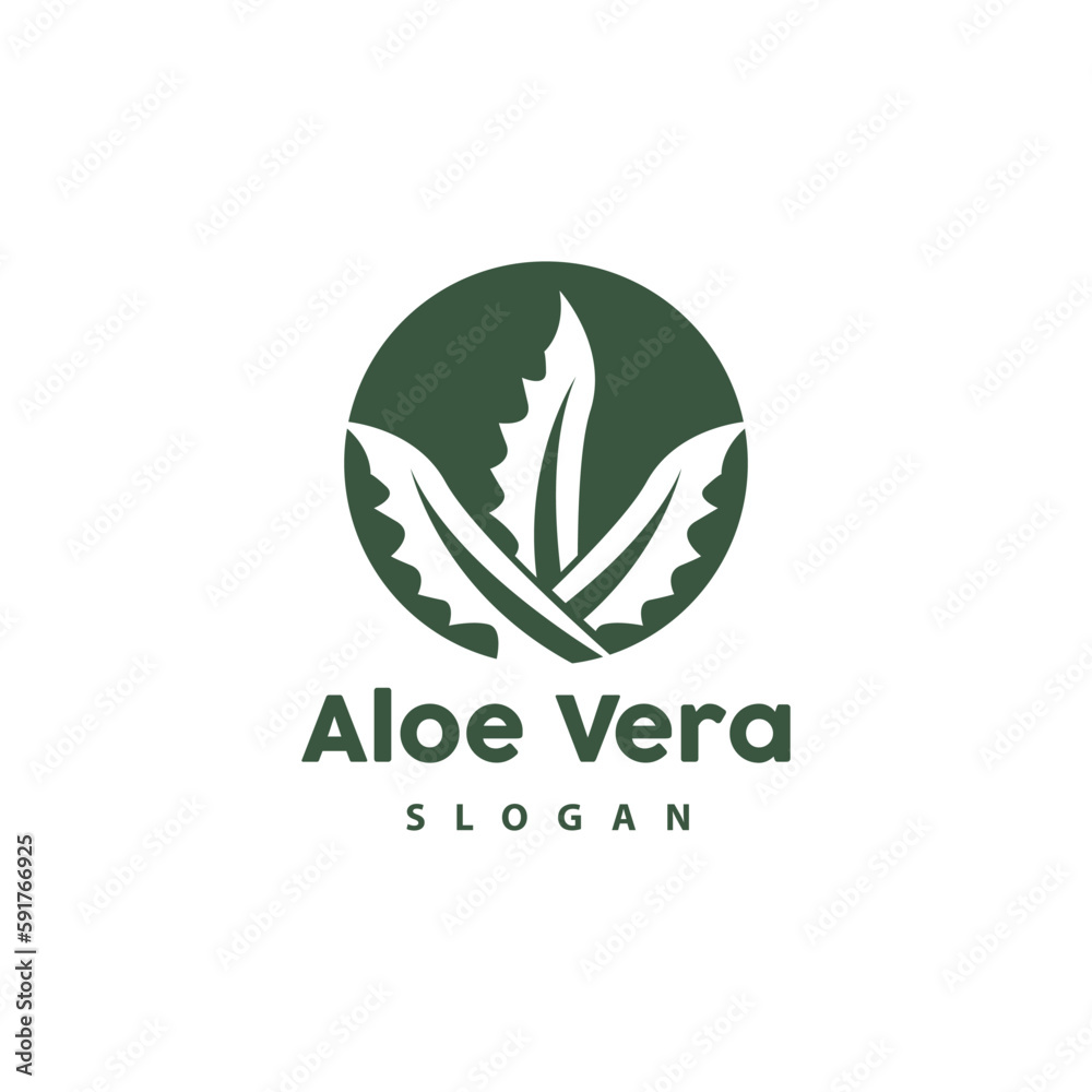 Aloe Vera Logo, Herbal Plant Vector, Illustration Symbol Icon Simple Design