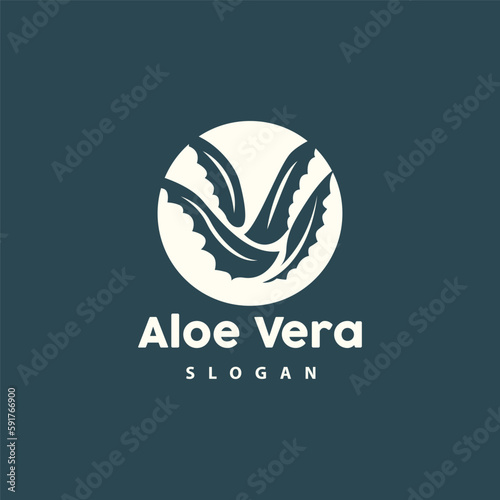 Aloe Vera Logo, Herbal Plant Vector, Illustration Symbol Icon Simple Design