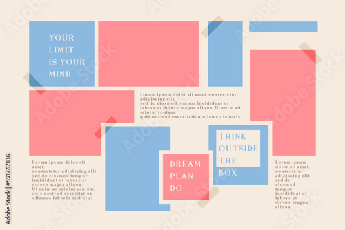 Vector photo collage template moodboard pictures grids vector illustration