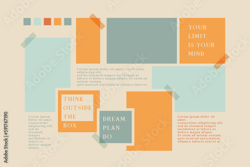 Vector photo collage template moodboard pictures grids vector illustration