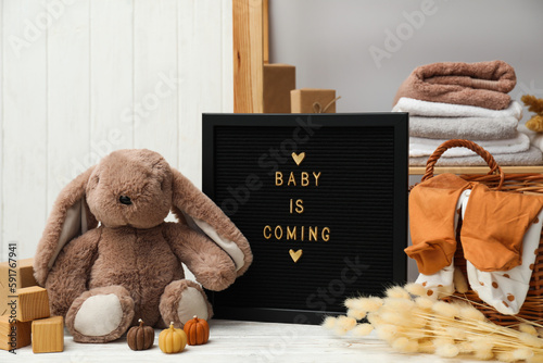 Composition for waiting a baby concept, preparation for motherhood
