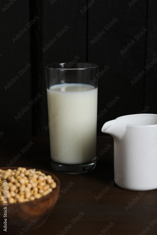 Soy milk and soy, composition for healthy food concept Soy milk and soy, composition for healthy food concept