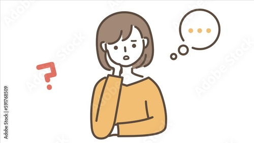 悩んでいる若い女性のアニメーション