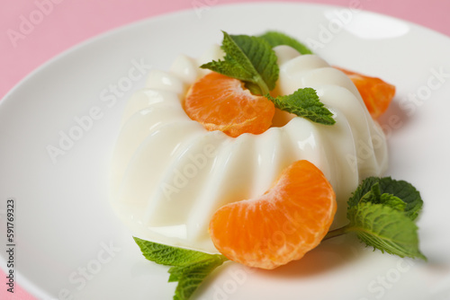 Delicious and sweet dessert - Panna Cotta, composition for tasty dessert concept