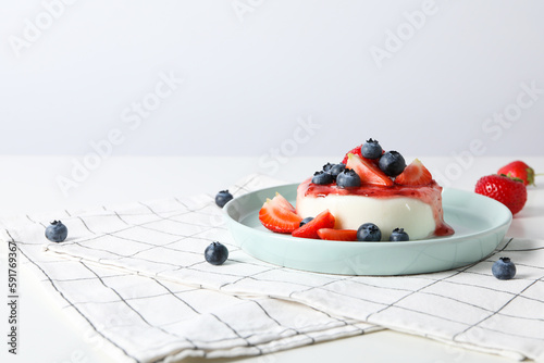 Delicious dessert - Panna Cotta, space for text photo