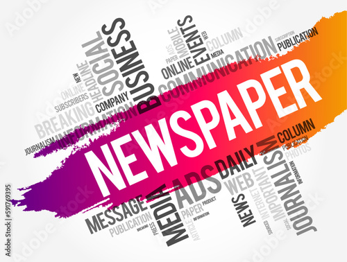 Newspaper word cloud collage, business concept background
