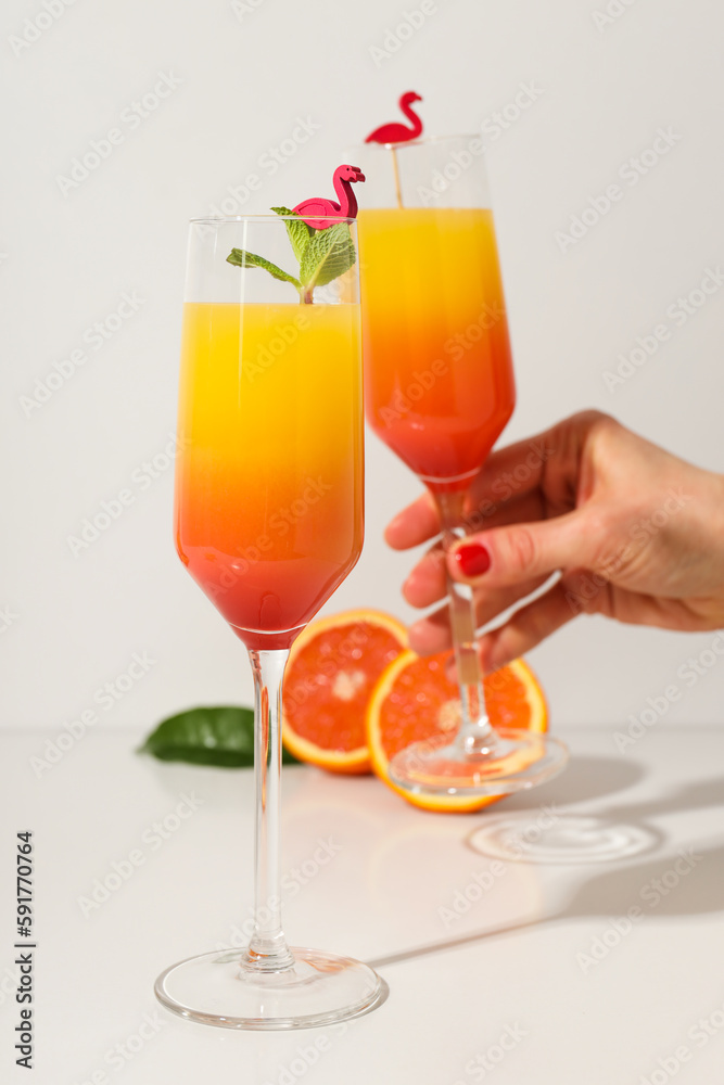 Orange cocktail, concept of fresh delicious summer citrus cocktail Orange cocktail, concept of fresh delicious summer citrus cocktail