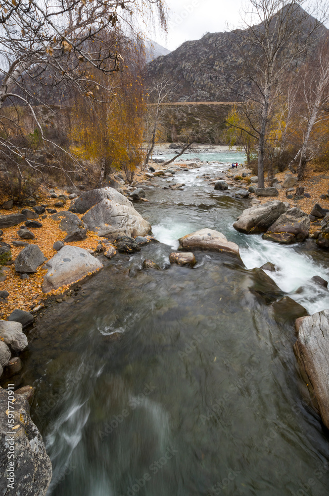 View of river in Altay mountains in the autumn View of river in Altay mountains in the autumn
