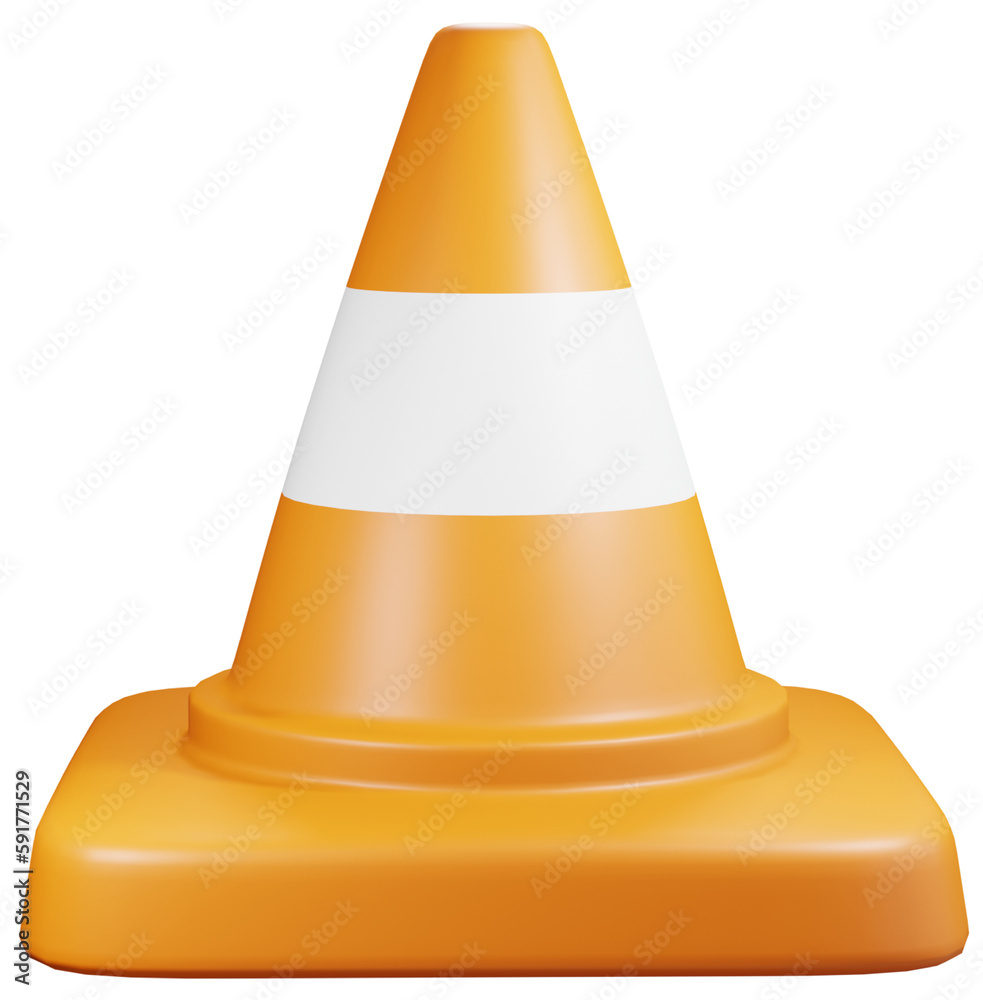 3D traffic cone front view. Driving and transportation concept. 3D traffic cone front view. Driving and transportation concept.