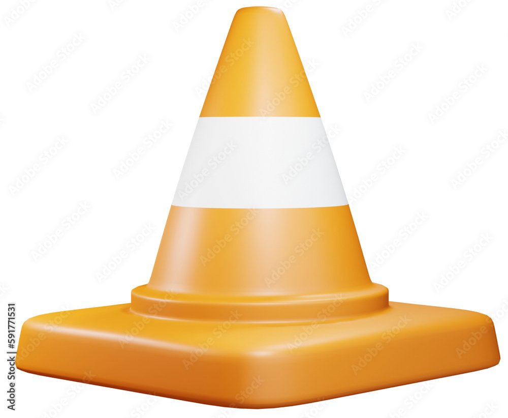 3D traffic cone front view. Driving and transportation concept. 3D traffic cone front view. Driving and transportation concept.