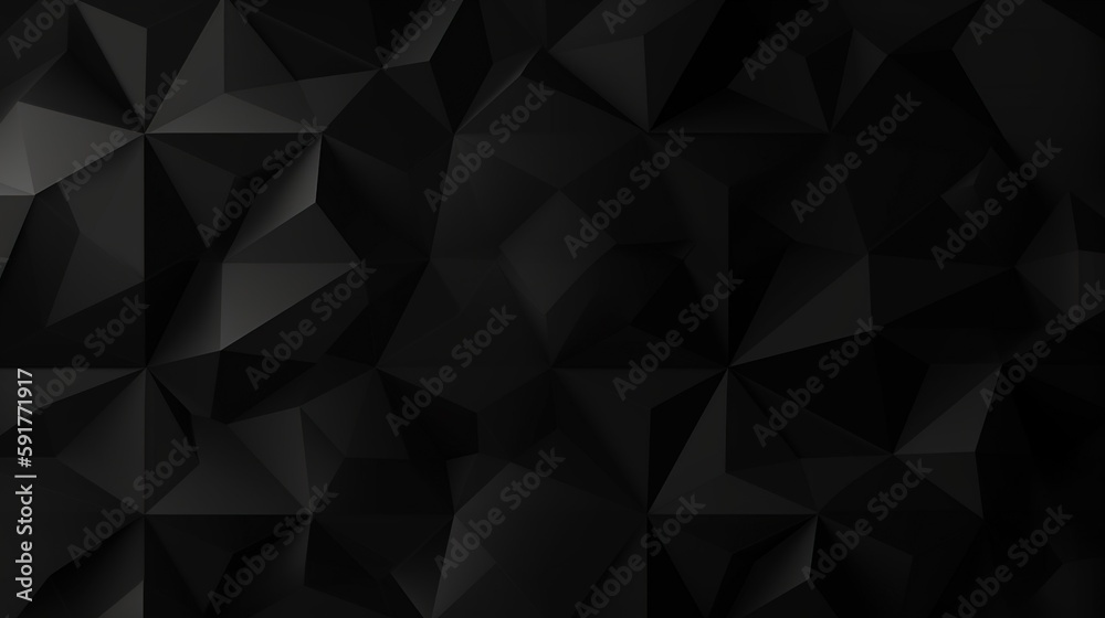 Black polygonal abstract background. Triangular 3d texture.Generative Ai