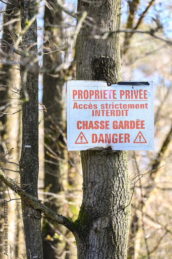 Panneau zone de chasse et pêche