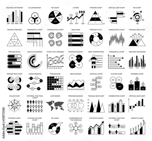 Vector set of linear icons related to business process, team work and human resource management, pictograms and infographics design elements, brochure, diagram, scheme, workflow, timeline options