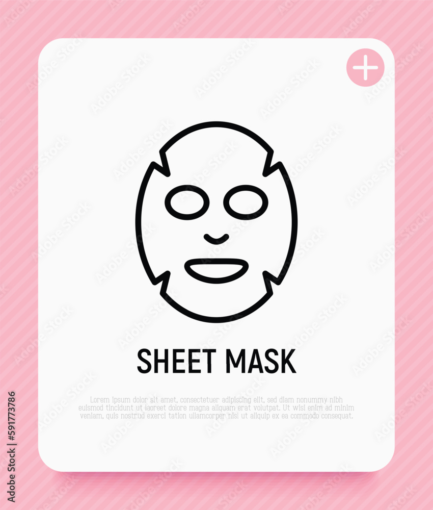 Facial sheet mask thin line icon. Modern vector illustration for beauty shop. Facial sheet mask thin line icon. Modern vector illustration for beauty shop.