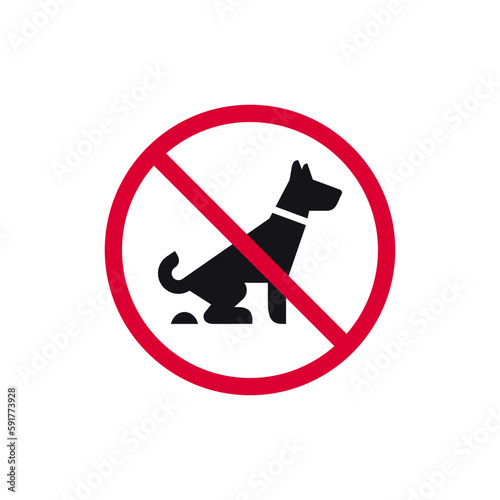 No dog rohibited sign, forbidden modern round sticker, vector illustration.