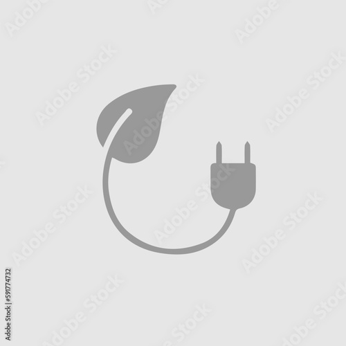 Green plug vector icon eps 10. Eco energy power socket. Simple isolated pictogram.