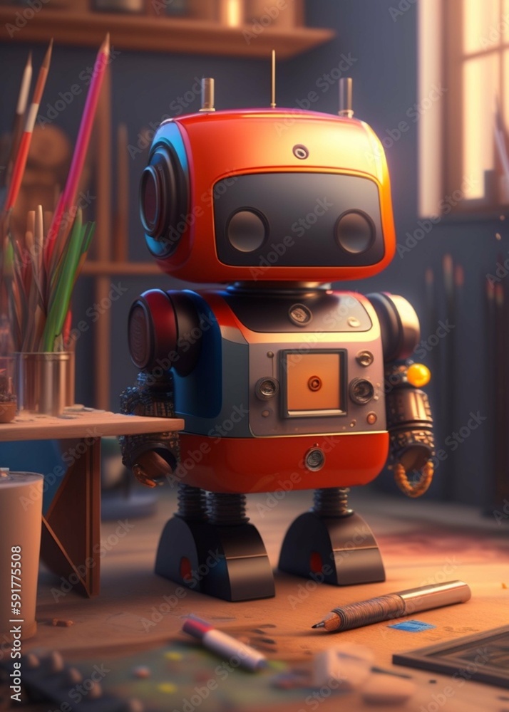 Fototapeta premium toy robot with generative AI