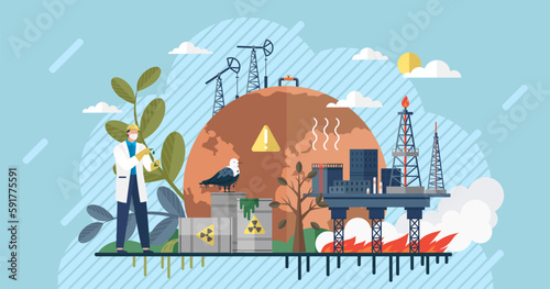 Ecological problem. Planet Earth is full of rubbish. Save the planet. Earth Day. Restoration of ecology of the planet. Toxic waste. Emissions from factories. Changing of the climate. Waste pollution