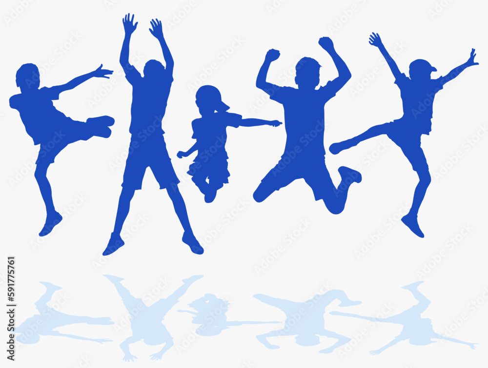 Dancing boys silhouettes vector illustration