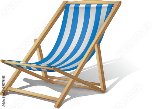 Foto Wooden deck chair on a white background