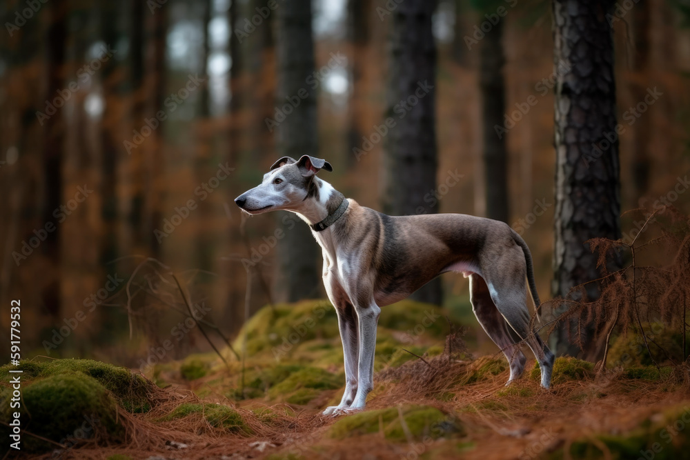 greyhound in the forrest