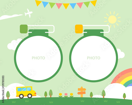 Cute daycare center photo tag illustration 
