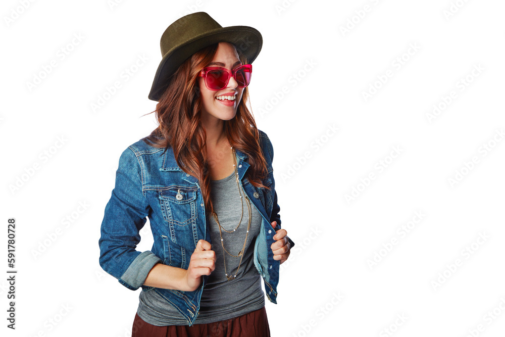 Sunglasses, happy and girl fashion with cool, gen z and youth style with smile on an isolated and transparent png background. Happiness, joy and young fashionista person Sunglasses, happy and girl fashion with cool, gen z and youth style with smile on an isolated and transparent png background. Happiness, joy and young fashionista person