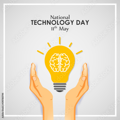Vector illustration of National Technology Day in India 11 May, social media story feed mockup template