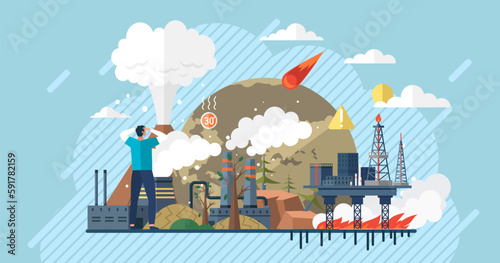 Ecological problem. Planet Earth is full of rubbish. Save the planet. Earth Day. Restoration of ecology of the planet. Toxic waste. Emissions from factories. Changing of the climate. Waste pollution