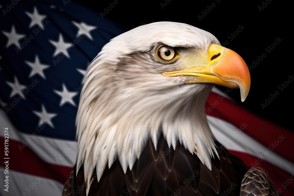custom made wallpaper toronto digitalAmerican eagle on the USA flag. Patriotic image. Generative AI