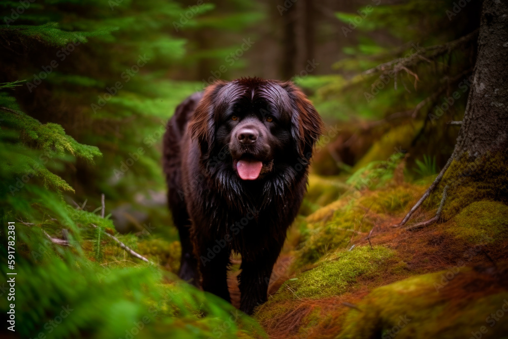 Fototapeta premium newfoundland dog in the park