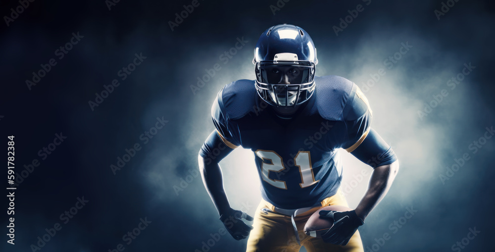 American football player ready for a game. Generative AI