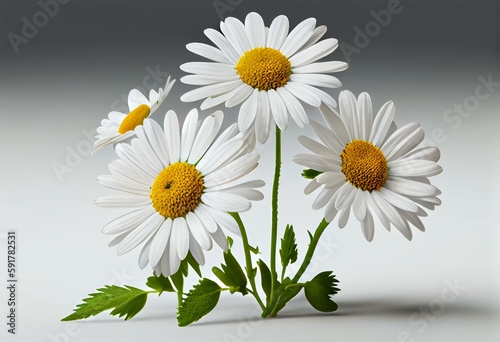 Daisy flowers isolated on transparent background  PNG. Generative AI