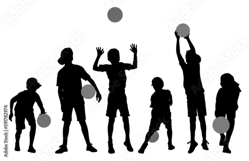 Boys with ball silhouette vector illustration