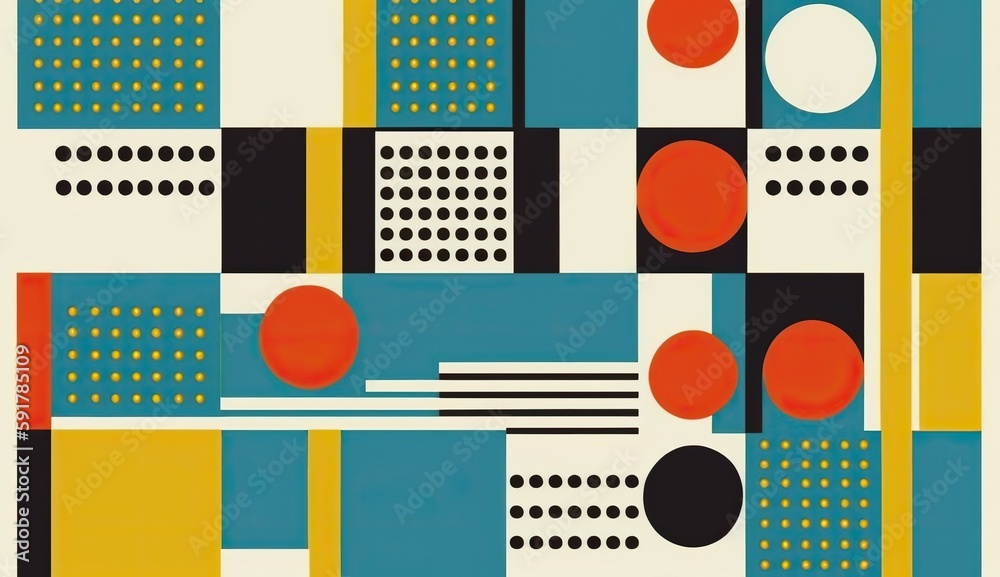 Generative AI. Abstract bauhaus art pattern wallaper. Can be used for poster or decoration. Graphic Illustration. Generative AI. Abstract bauhaus art pattern wallaper. Can be used for poster or decoration. Graphic Illustration.