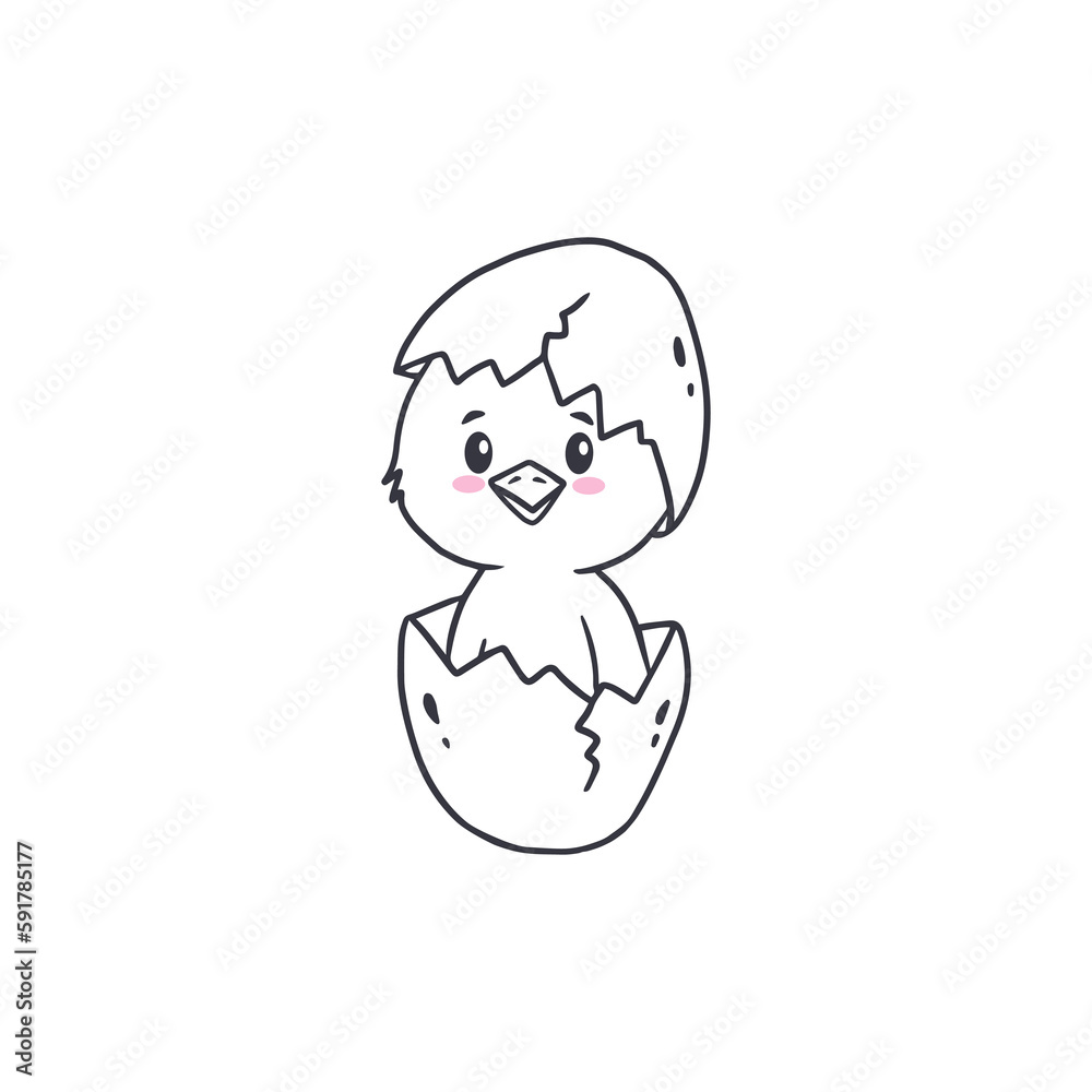 chick hatched from an egg.Easter chick.Doodle.Vector illustration chick hatched from an egg.Easter chick.Doodle.Vector illustration