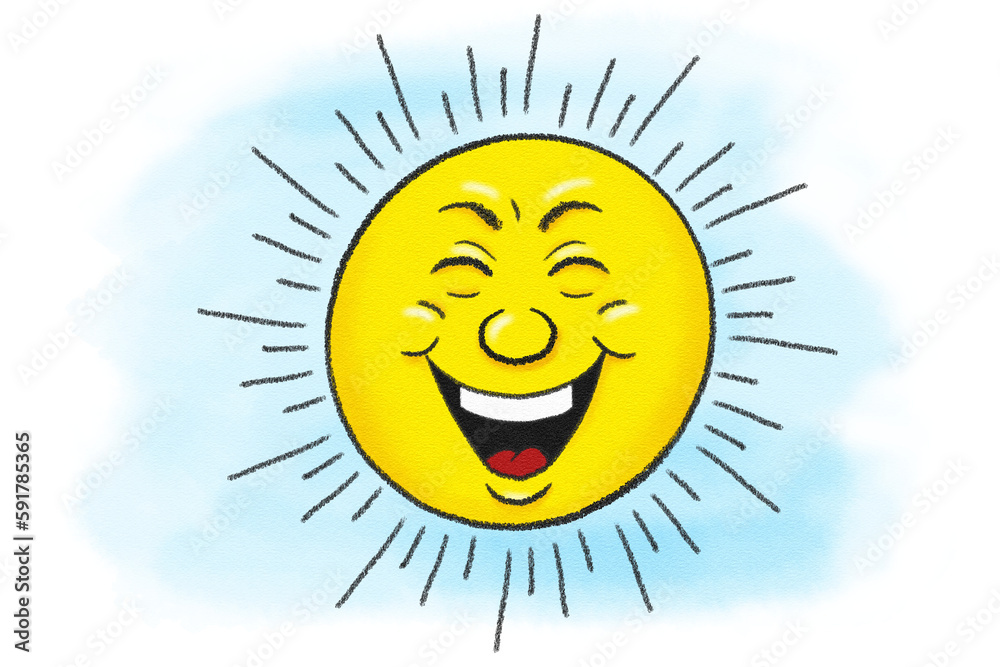 illustration of a laughing cartoon sun