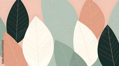 Seamless background with pastel leaves. Generative AI