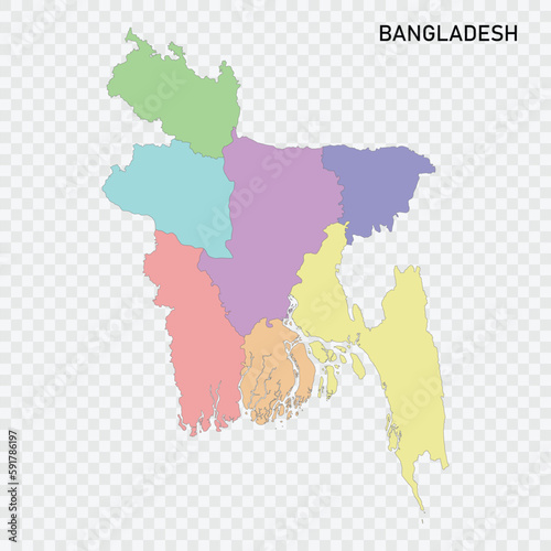 Isolated colored map of Bangladesh