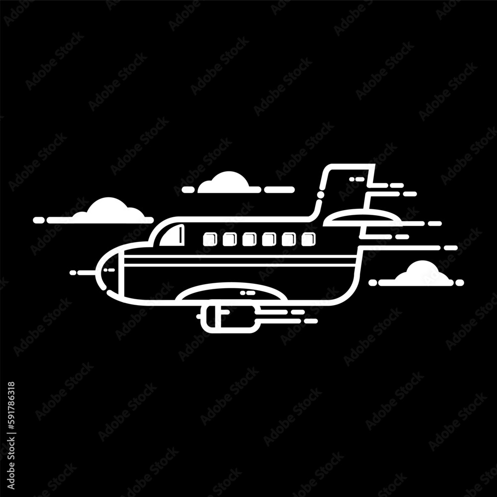 airplane among the clouds, icon and logo vector
