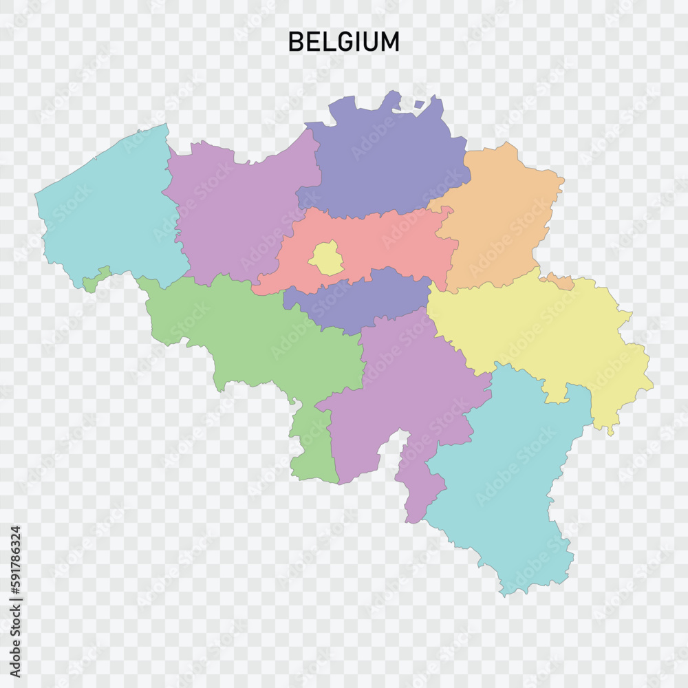 Isolated colored map of Belgium