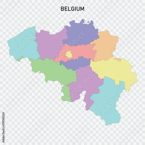Isolated colored map of Belgium