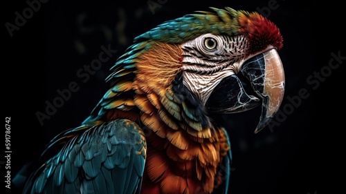 Generative AI. Realistic Parrot bird. Can be used for decoration. Graphic Art Illustration. © Graphic Warrior