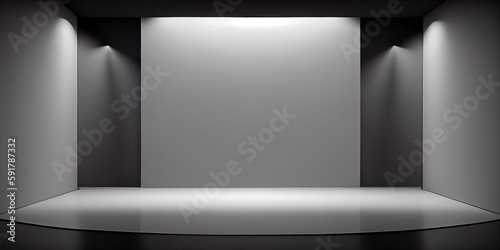 Spotlight background and lamp with stage. 3d mockup template. Intersting stage for product or model. Generative Ai. photo