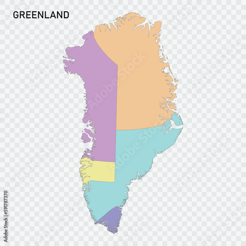 Isolated colored map of Greenland