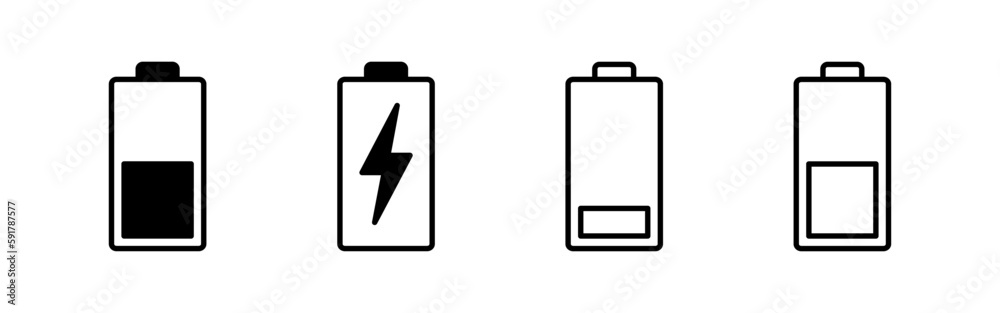Battery icon vector for web and mobile app. battery charging sign and symbol. battery charge level Battery icon vector for web and mobile app. battery charging sign and symbol. battery charge level