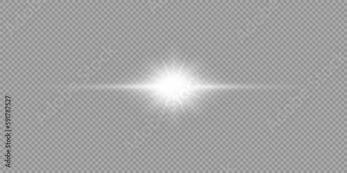 White horizontal light effect of lens flares