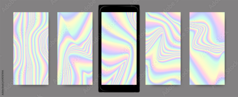 Colorful holographic background collection for mobile screensaver.
