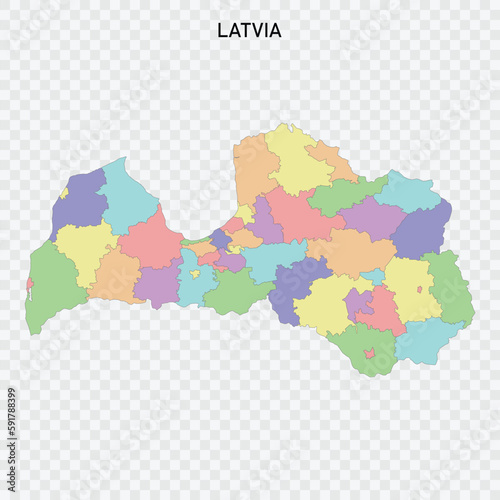 Isolated colored map of Latvia
