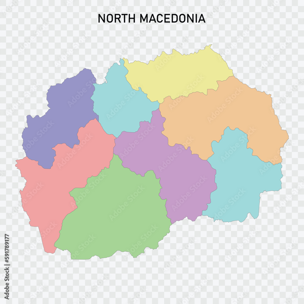 Isolated colored map of North Macedonia